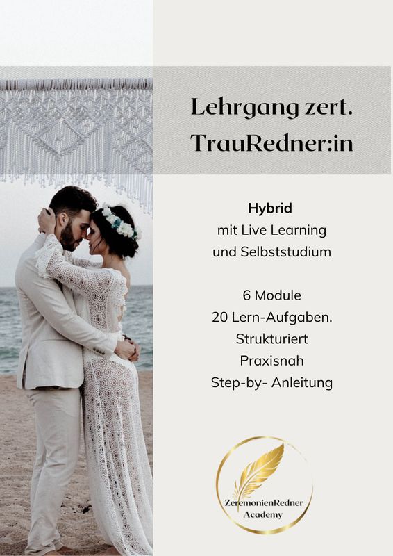 Ausbildung zert. TrauRedner-in mit Live Learning Ausbildung zert. TrauRedner-in mit Live Learning