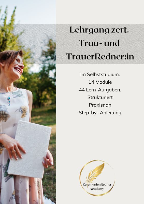 Kombi-Lehrgang Trau- und TrauerRedner:in im Selbststudium Kombi-Lehrgang Trau- und TrauerRedner:in im Selbststudium
