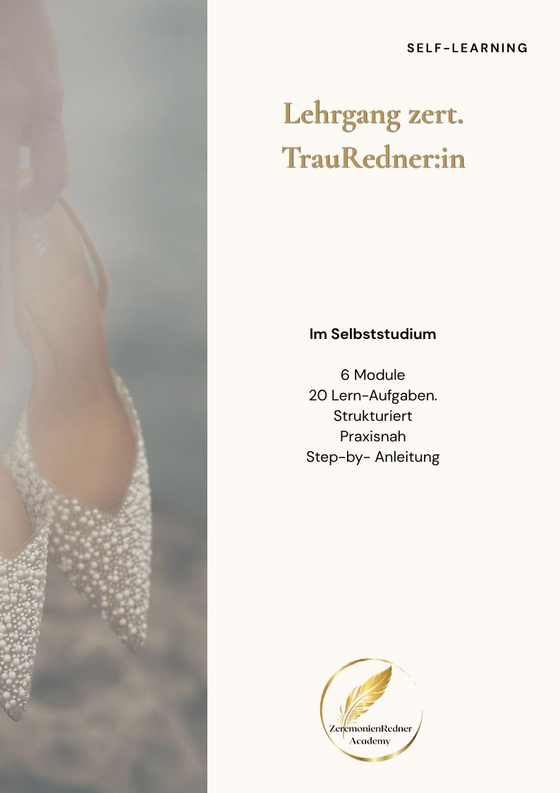 Ausbildung zert. TrauRedner-in werden - im Selbststudium Ausbildung zert. TrauRedner-in werden - im Selbststudium