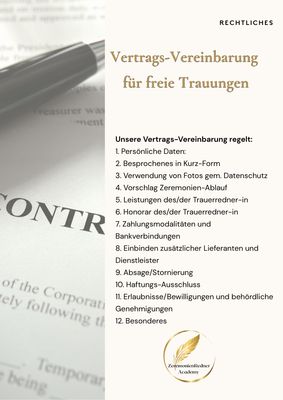 Vereinbarung für die Durchführung von freien Trauung