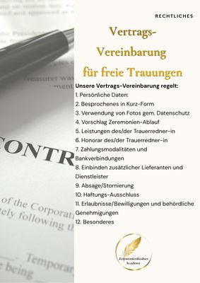 Vereinbarung für die Durchführung von freien Trauung Vereinbarung für die Durchführung von freien Trauung