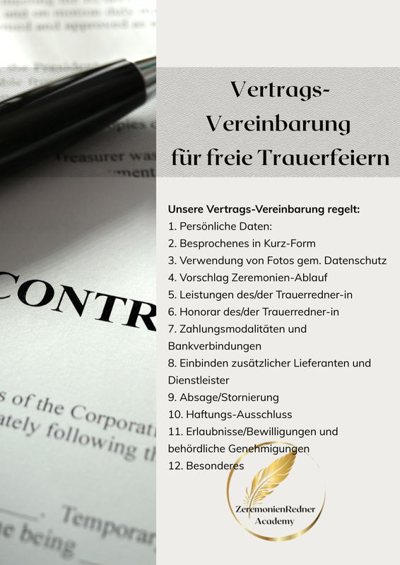 Vereinbarung für freie Trauerfeiern