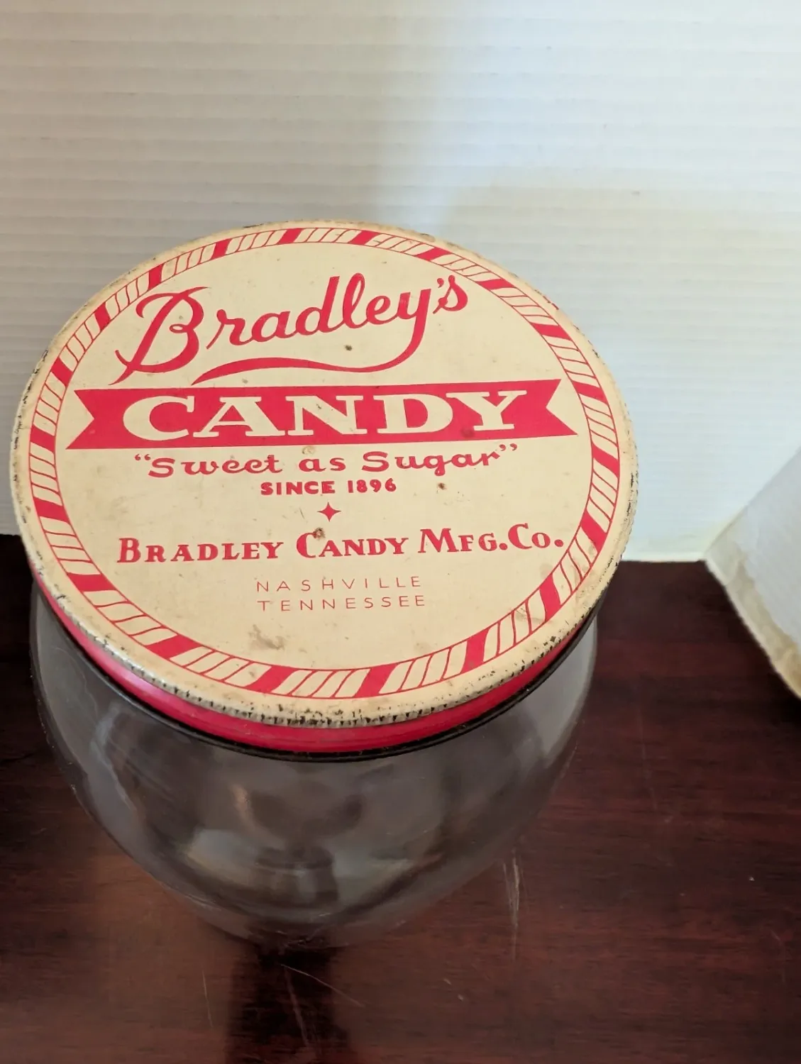 Vintage Glass Bradley&#39;s Candy Jar Nashville TN