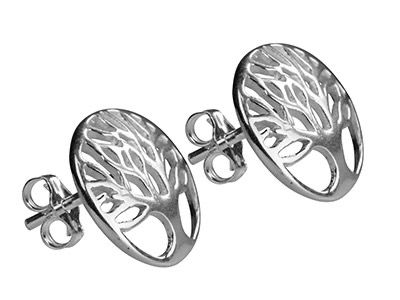 Silver tree of life stud earrings