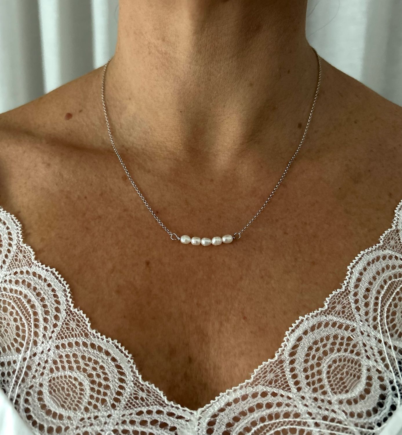 Silver Mermaid tears pearl necklace