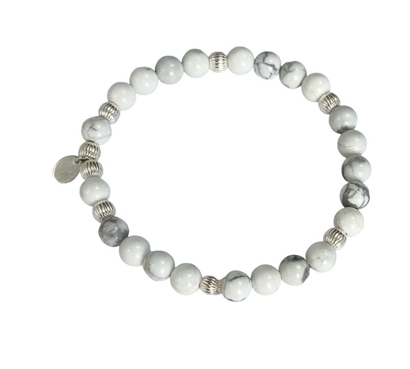 Gemstone silver stretch bracelet