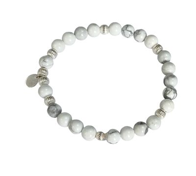 Gemstone silver stretch bracelet