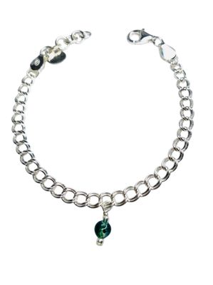 Silver Double curb chain gemstone Bracelet