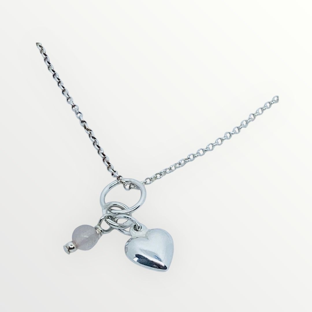Silver heart gemstone necklace