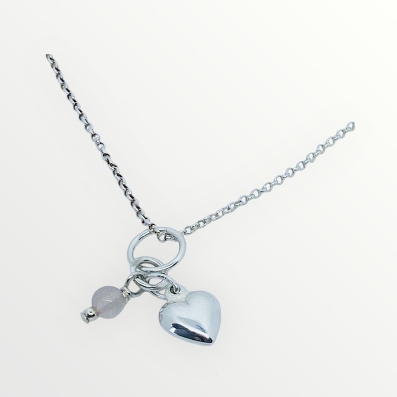 Silver heart gemstone necklace