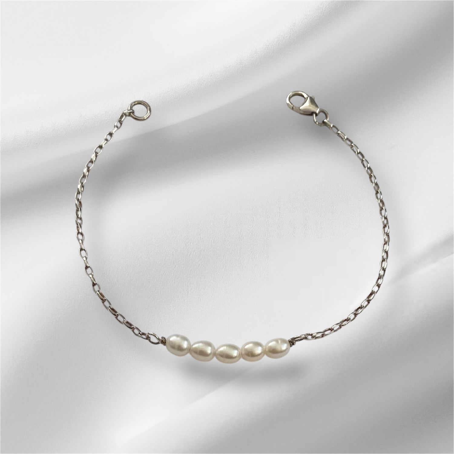 Silver mermaid tears pearl bracelet