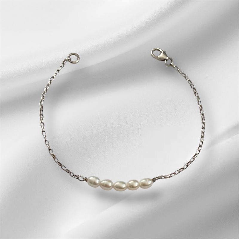 Silver mermaid tears pearl bracelet