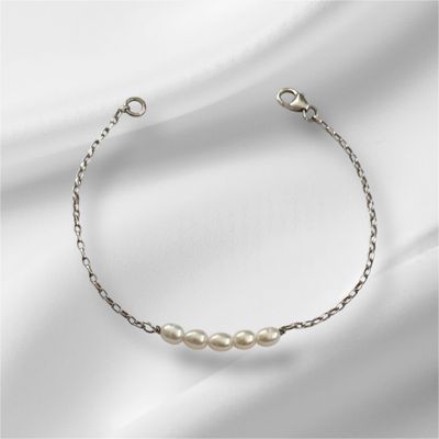 Silver mermaid tears pearl bracelet