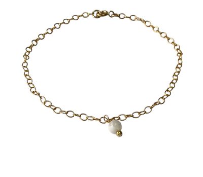 Mother of pearl fine cable gemstone bracelet in gold filled