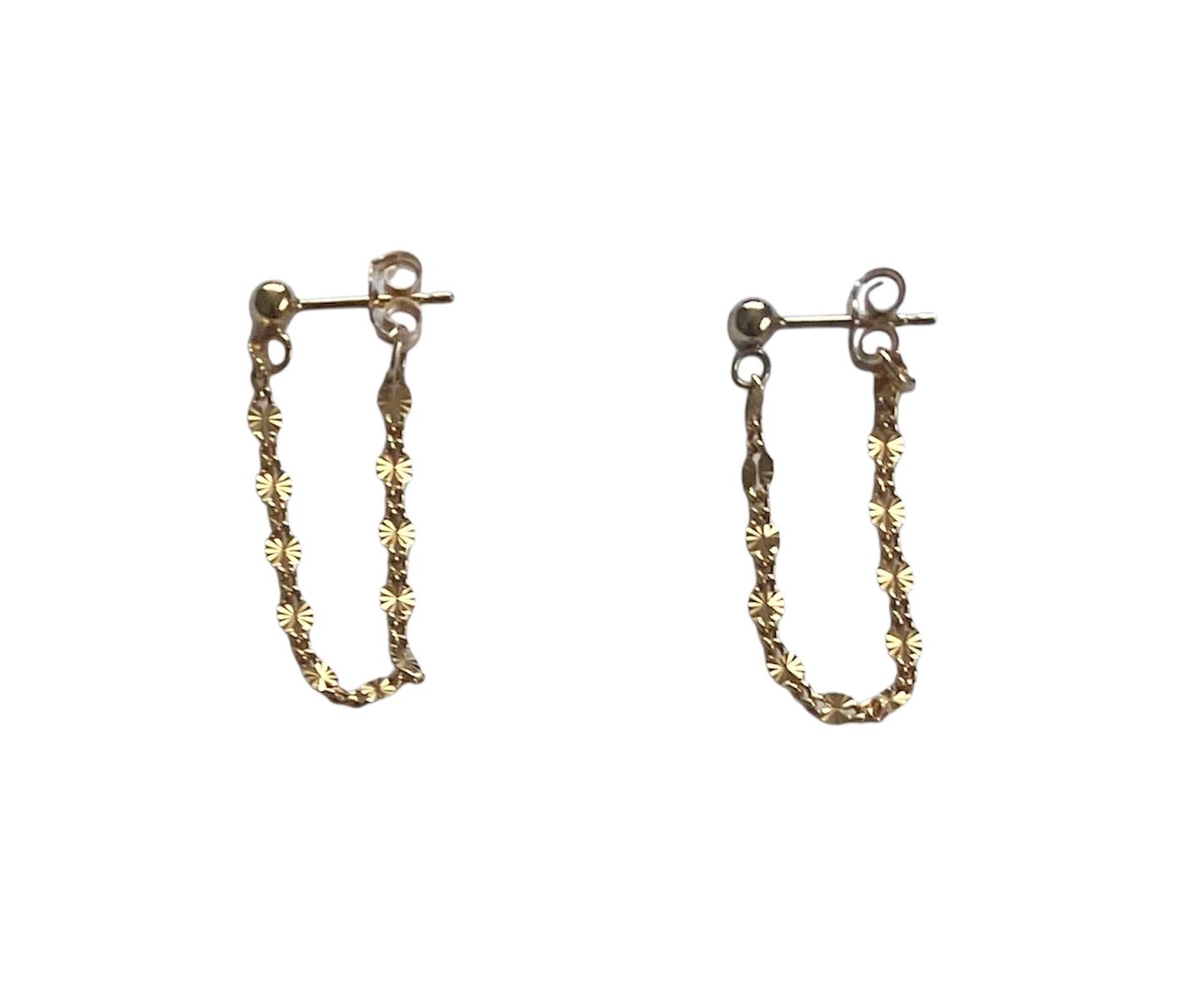 Gold starburst chain earrings