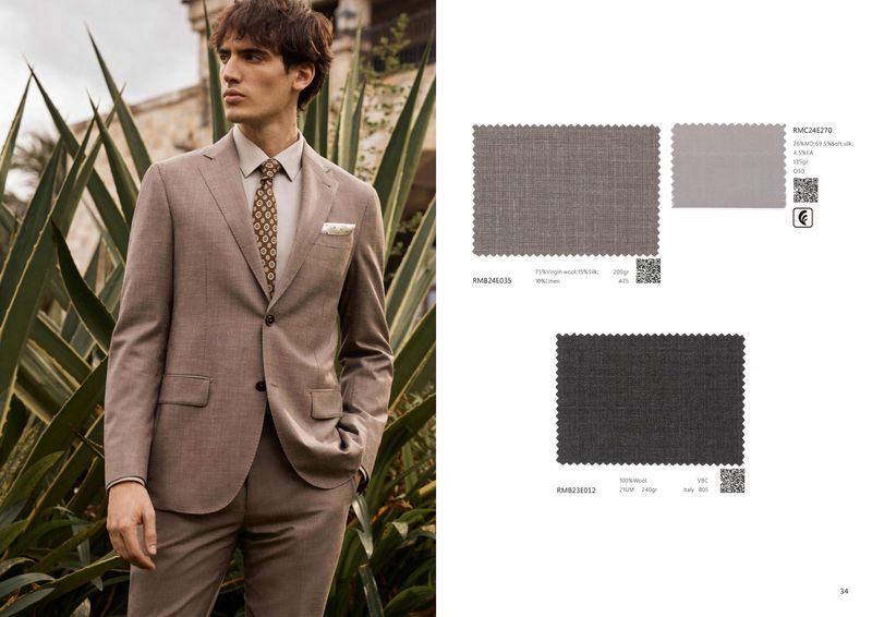 Men&#39;s Beige Wool-Silk Suit – Timeless Elegance
