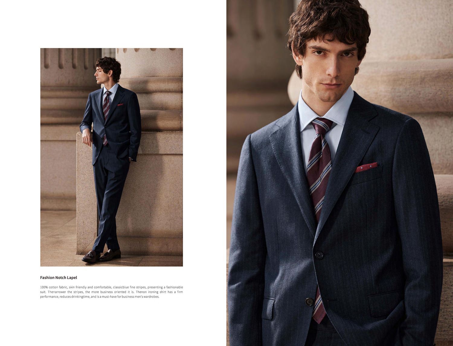 Tailored Navy Pinstripe Suit – Modern Elegance in Motion