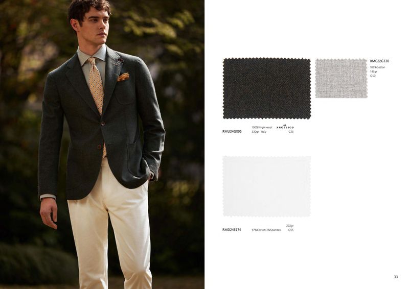 Tailored Olive Blazer &amp; Ivory Trousers