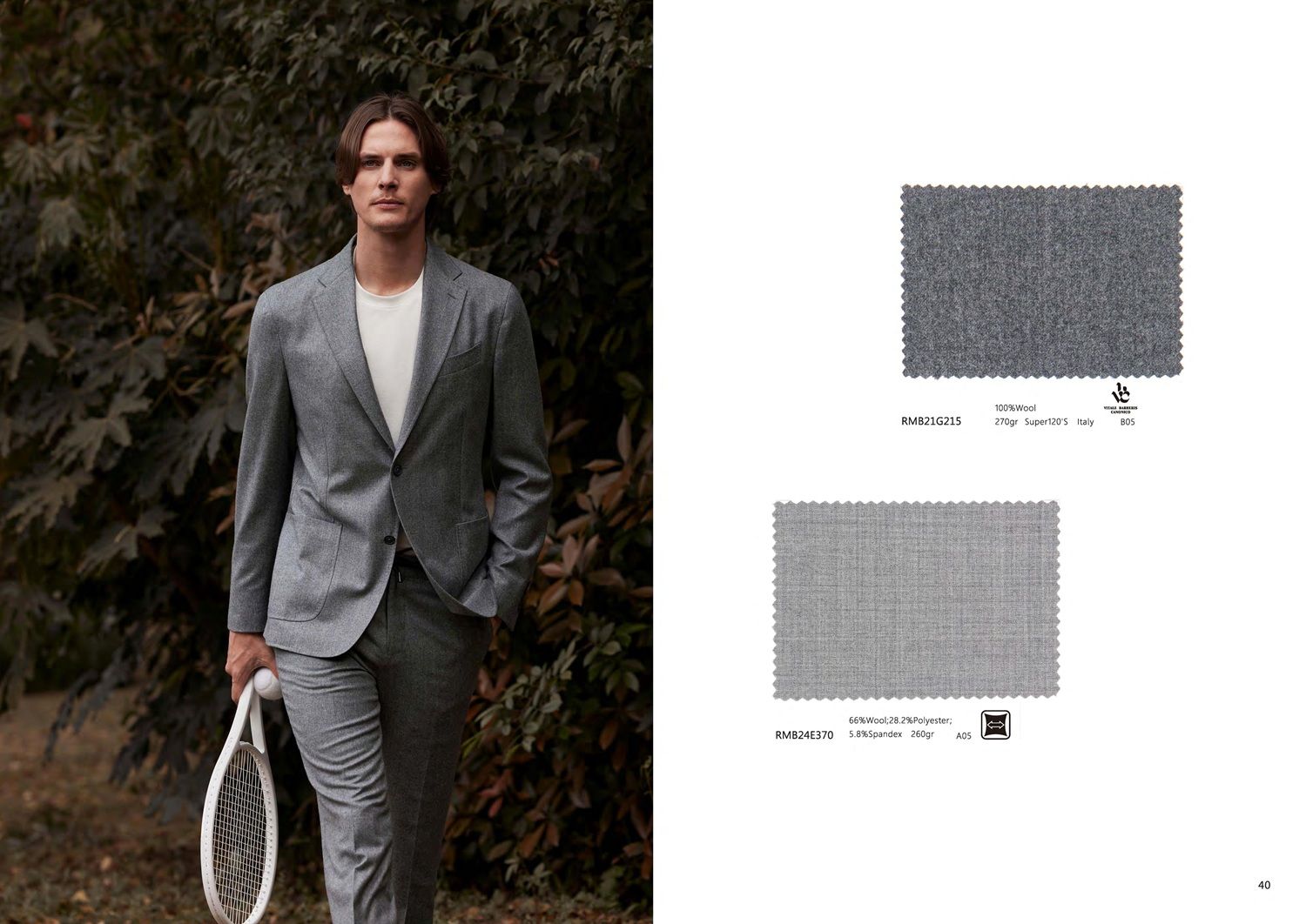 Tailored Grey Wool Men’s Suit – Sporty Elegance