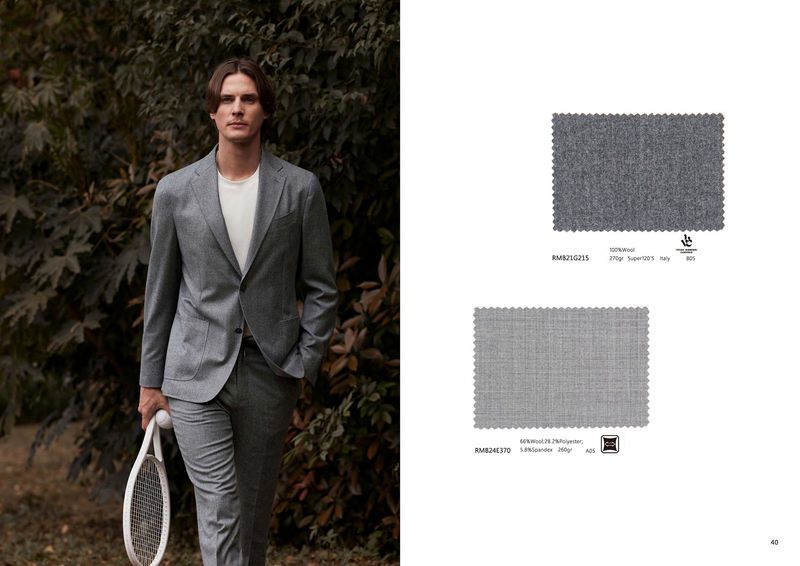 Tailored Grey Wool Men’s Suit – Sporty Elegance