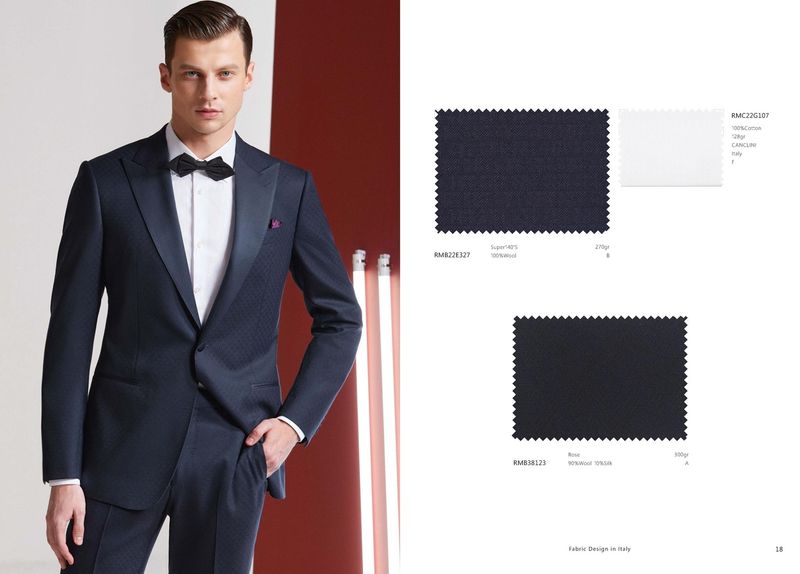 Midnight Blue Wedding Tuxedo – Textured Elegance with Satin Lapels