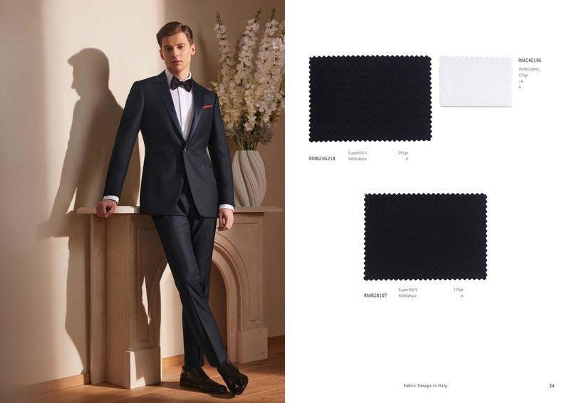 Black Patterned Wool Suit – Elegant Texture for Ceremonial Style