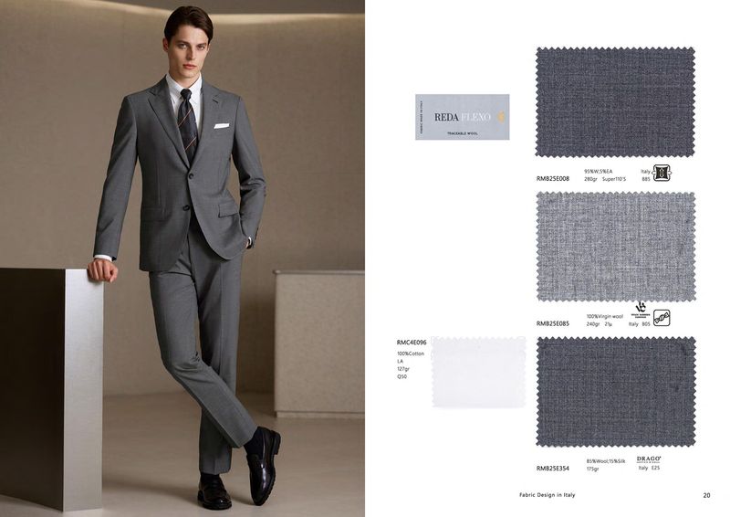 Business Wool Suit with Refined Texture