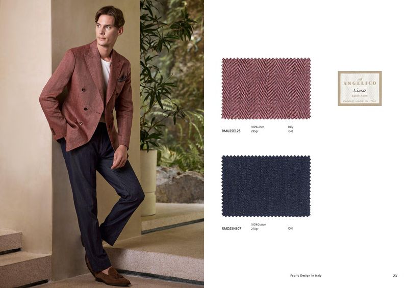 Linen Double-Breasted Blazer &amp; Cotton Trousers Set
