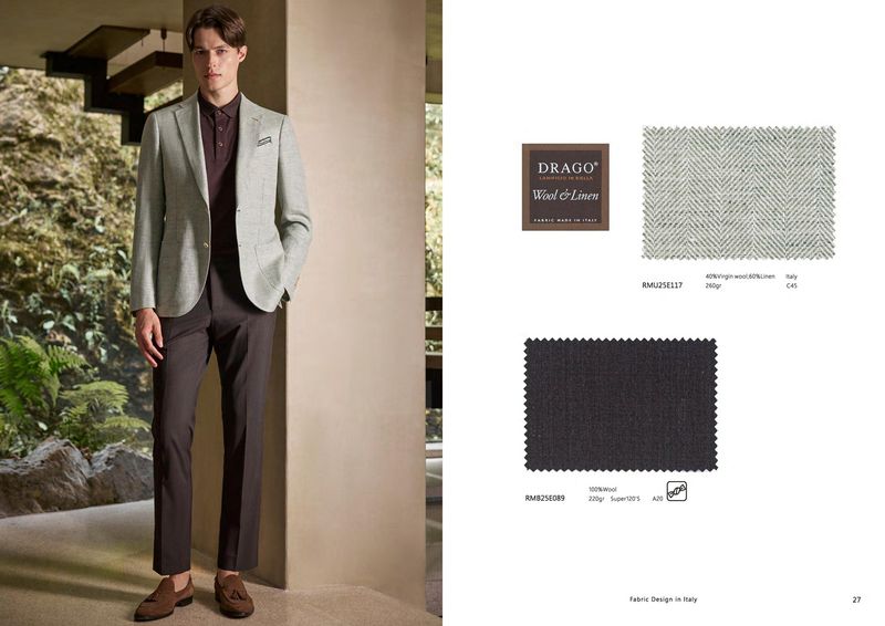 Tailored Linen Wool Blazer &amp; Wool Trousers