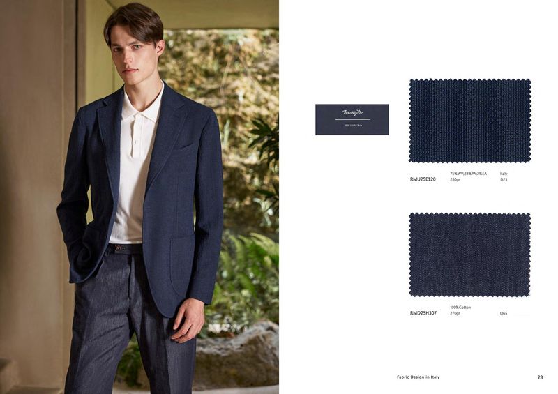 Textured Blazer with Lightweight Cotton Trousers