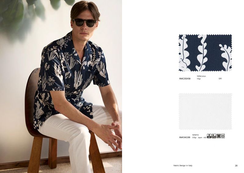Relaxed Printed Shirt with White Cotton Trousers