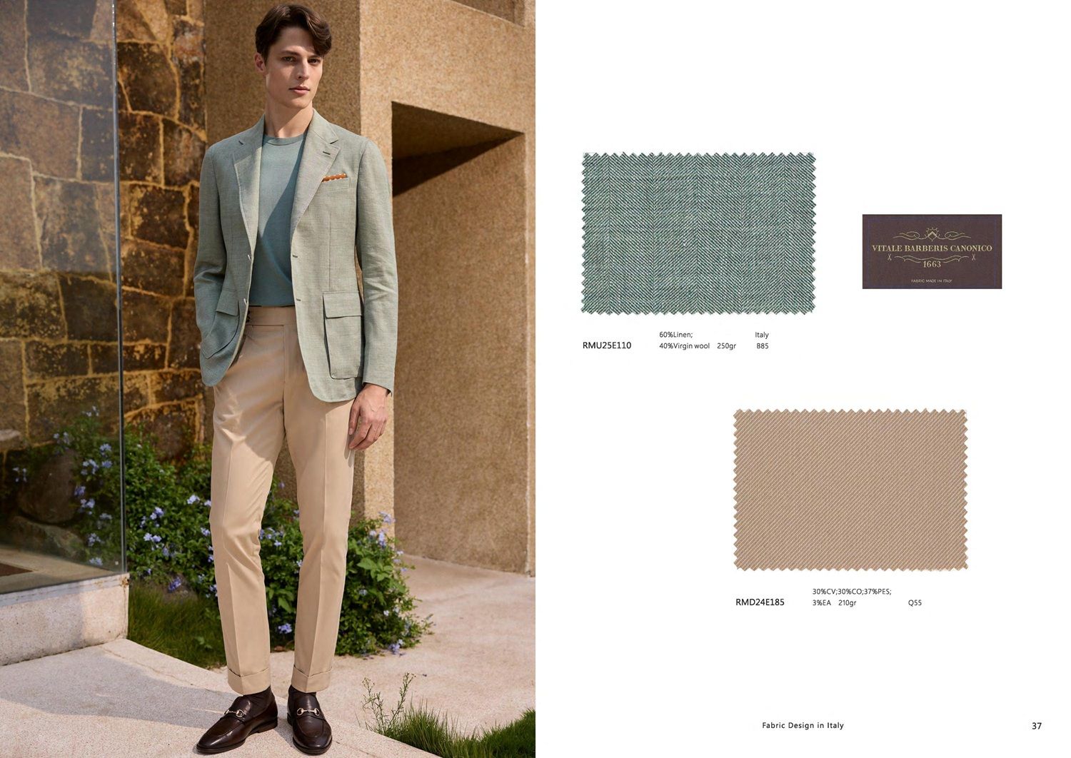 Tailored Green Linen Blazer &amp; Beige Pants