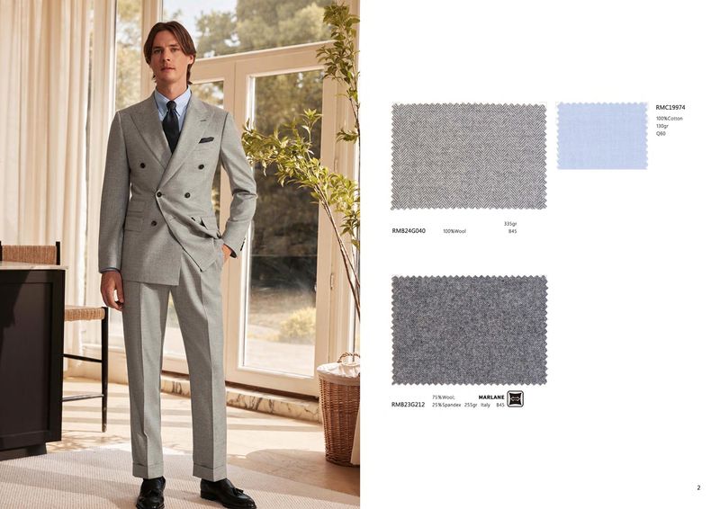 Light Grey Double-Breasted Men&#39;s Suit