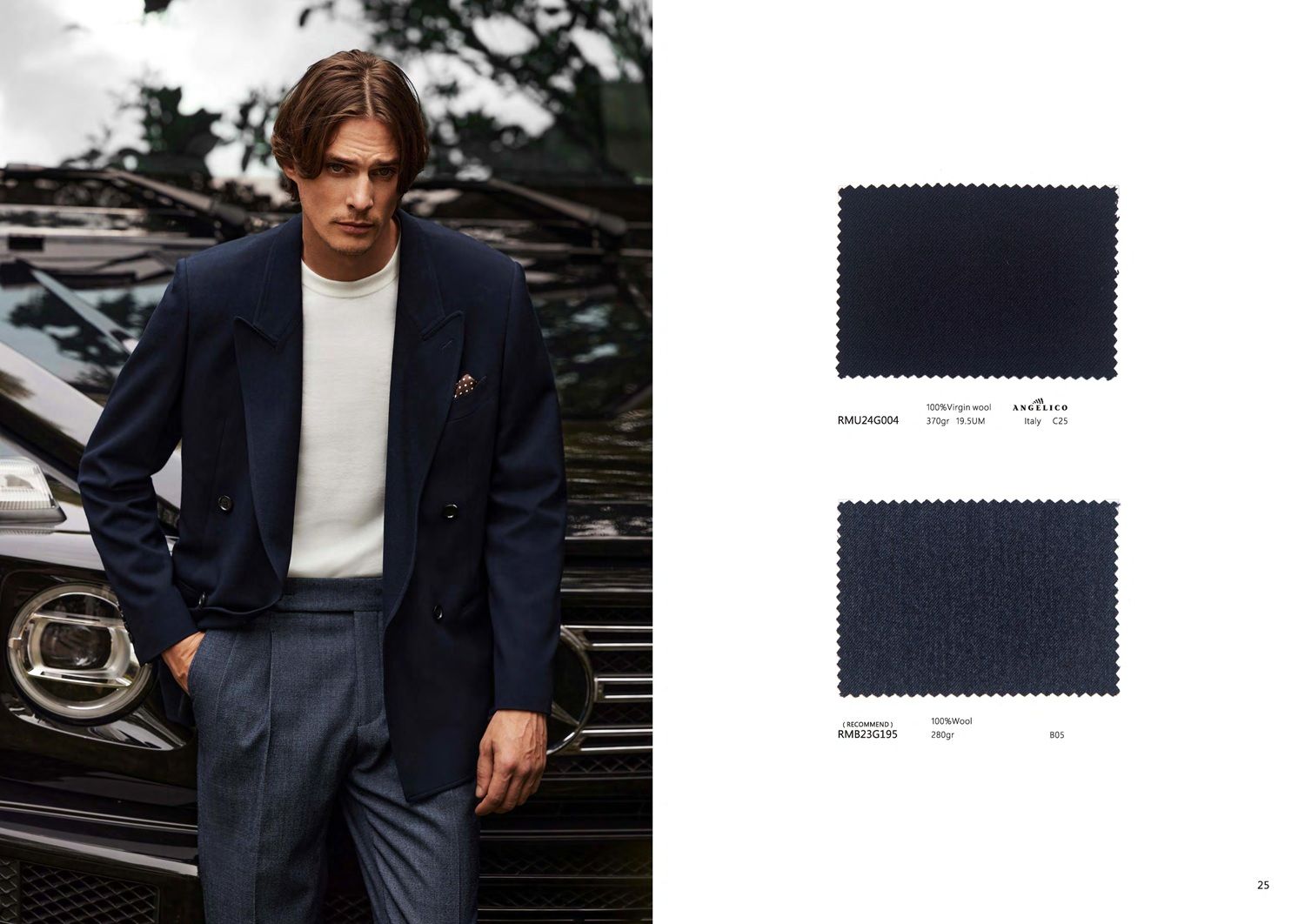 Navy Double-Breasted Blazer &amp; Textured Blue Trousers