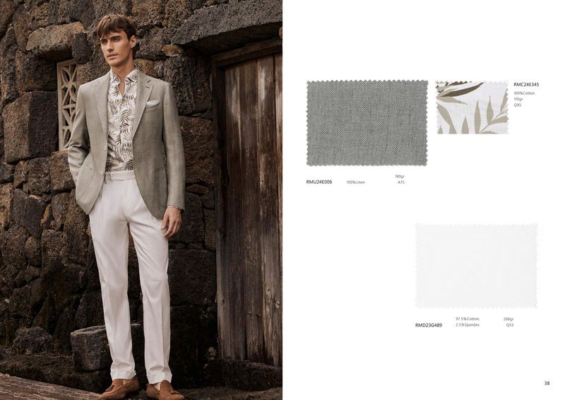 Blazer de Lino Arena &amp; Pantalón Blanco – Frescura de Verano, Estilo Atemporal