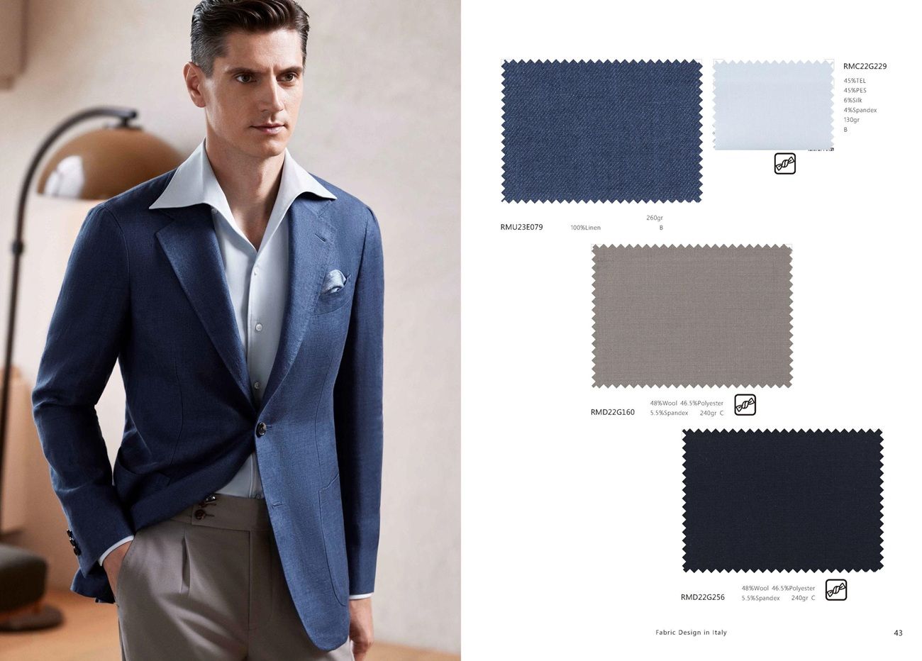 Blue Linen Blazer with Taupe Trousers – Effortless Summer Elegance
