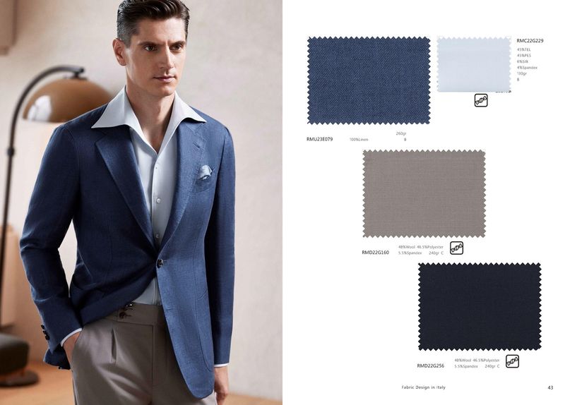 Giacca Blu in Lino con Pantaloni Tortora – Eleganza Estiva