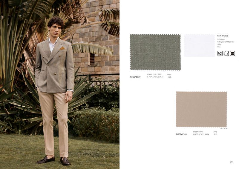 Chaqueta Verde Oliva Cruzada &amp; Pantalón Beige | Encanto Natural de Verano