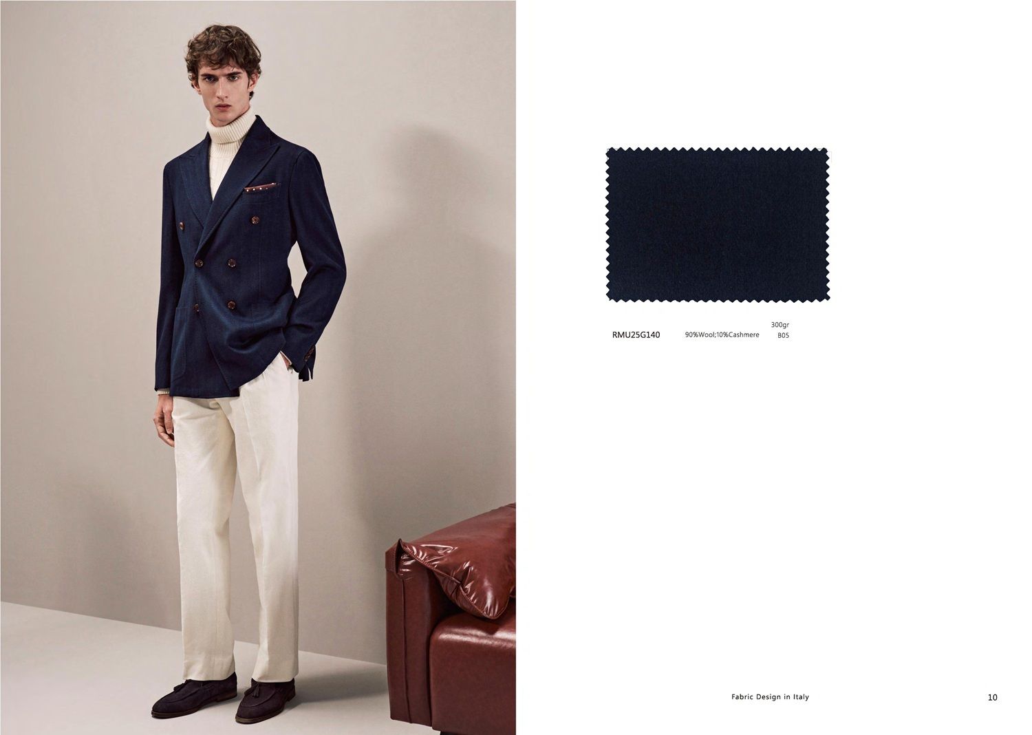 Double-Breasted Navy Wool &amp; Cashmere Jacket – Modern Elegance