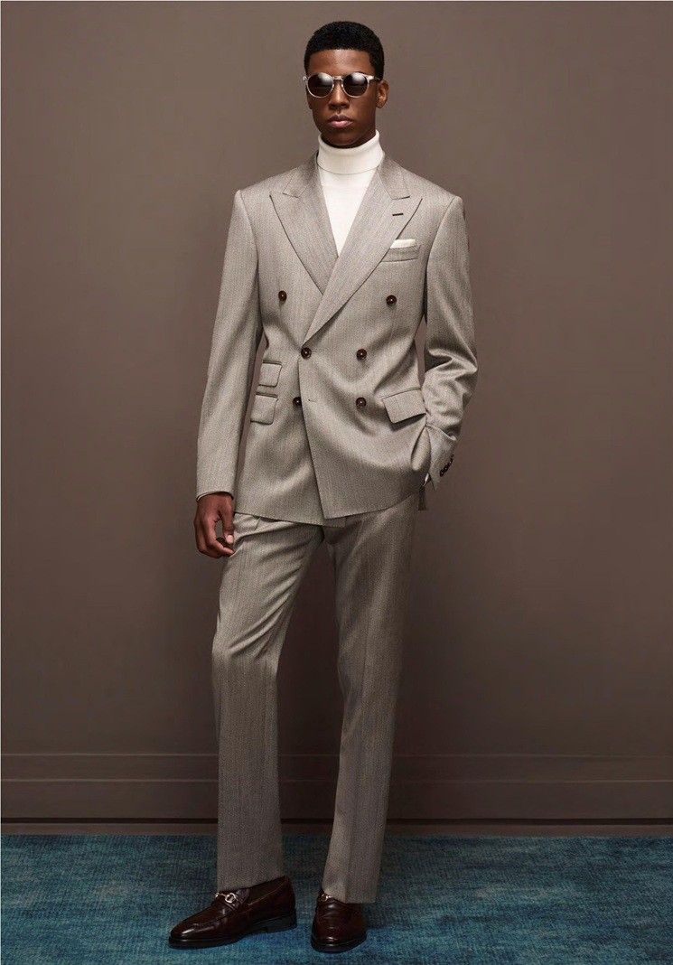 Light Grey Double-Breasted Suit