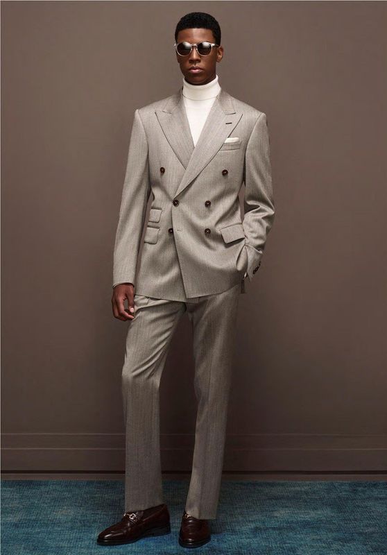 Light Grey Double-Breasted Suit