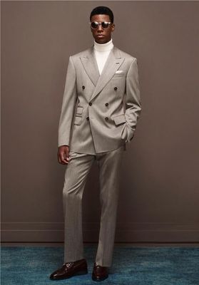 Light Grey Double-Breasted Suit