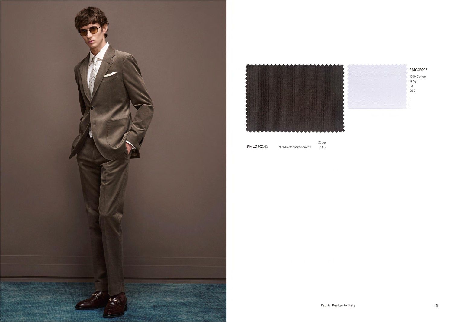 Brown Cotton Stretch Suit