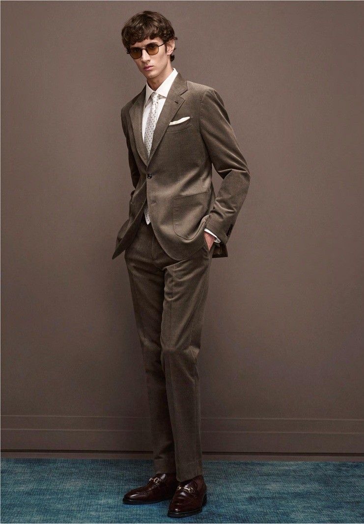 Brown Cotton Stretch Suit