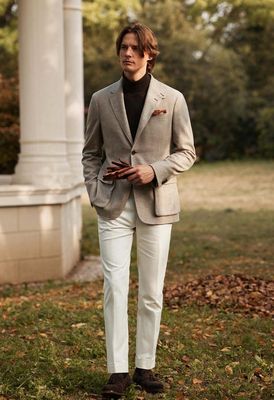 Sand Herringbone Wool Jacket