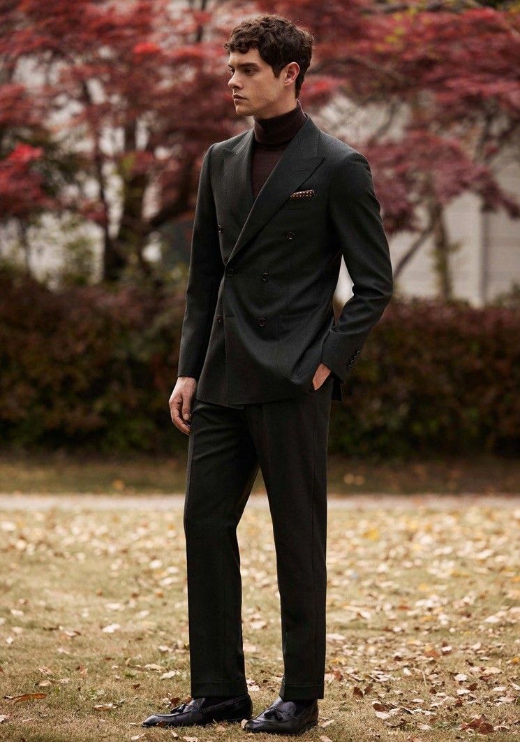 Tailored Dark Double-Breasted Suit