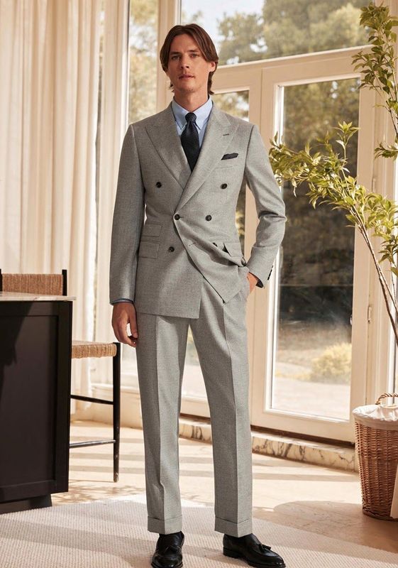 Traje Cruzado Gris Claro para Hombre