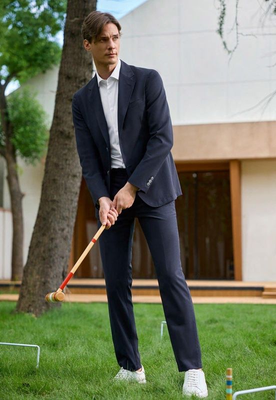 Slim Fit Navy Men’s Suit – Stretch Elegance for Active Days