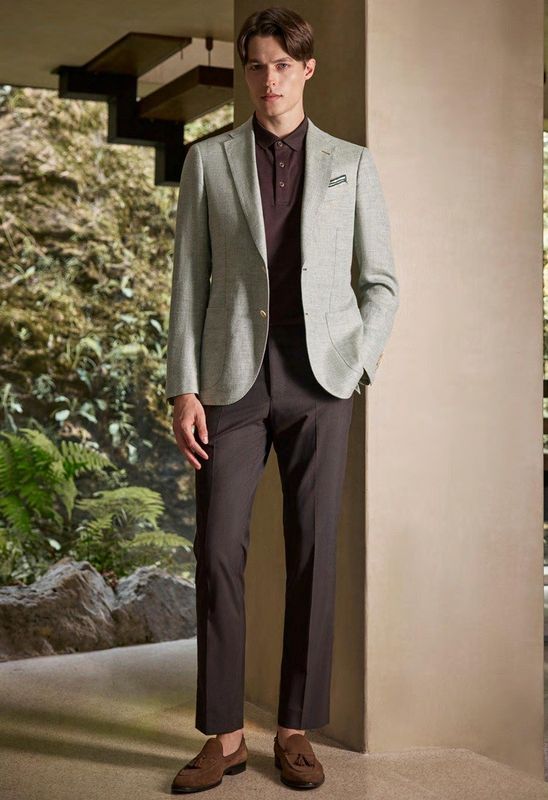 Tailored Linen Wool Blazer &amp; Wool Trousers