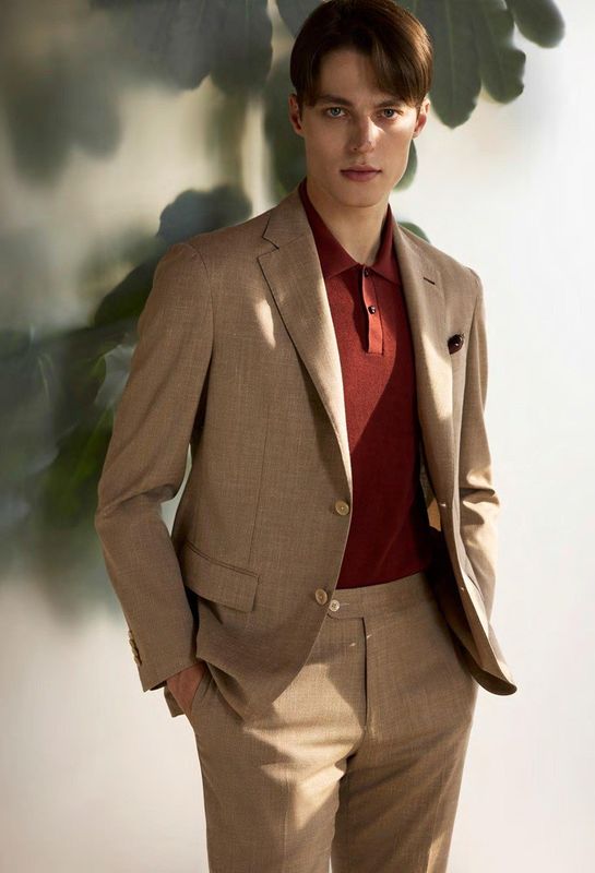 Light Caramel Summer Suit with Rust Polo
